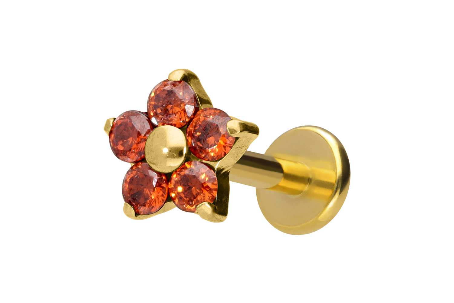 Titan Labret Piercing mit Innengewinde KRISTALLBLUME